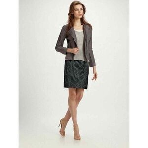 EILEEN FISHER Steel metallic Crushed Satin Skirt 2P